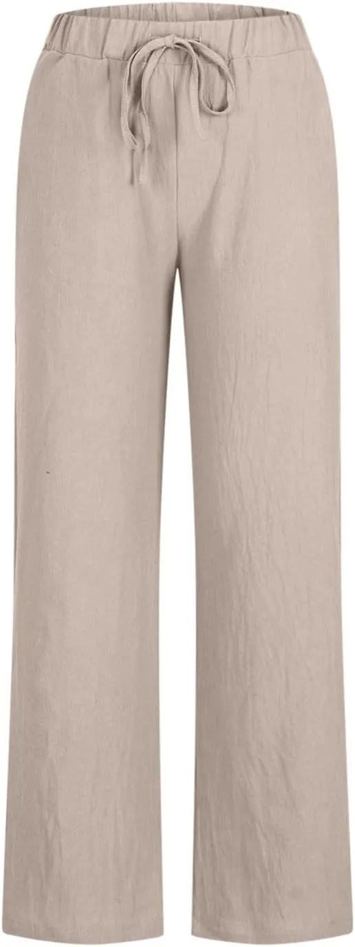 TARIENDY Wide Leg Pants Woman Casual Summer High Waisted Trousers Drawstring Elastic Lounge Beach Vacation Outfits 2025