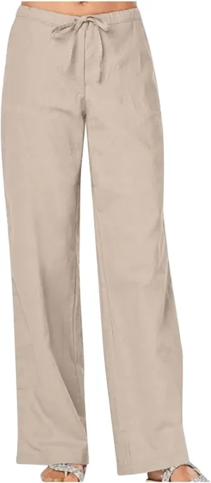 TARIENDY Wide Leg Pants Woman Casual Summer High Waisted Trousers Drawstring Elastic Lounge Beach Vacation Outfits 2025