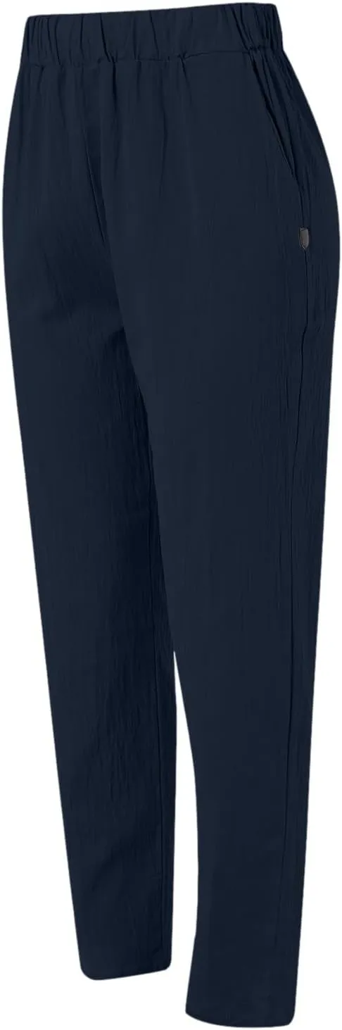 TARIENDY Women's Casual Pants Summer Trendy Elastic Waist Pant Straight Leg Baggy Trousers Vacation Outfits with Pockets