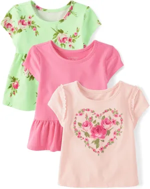 The Children's Place Baby Girls' and Toddler Short Sleeve Everyday Casual Knit Shirt