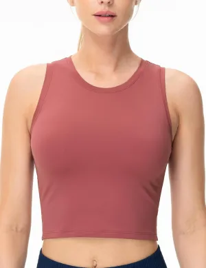 THE GYM PEOPLE Women's Workout Crop Tops Sleeveless Yoga Running Shirts Athletic Tank Top No Padding