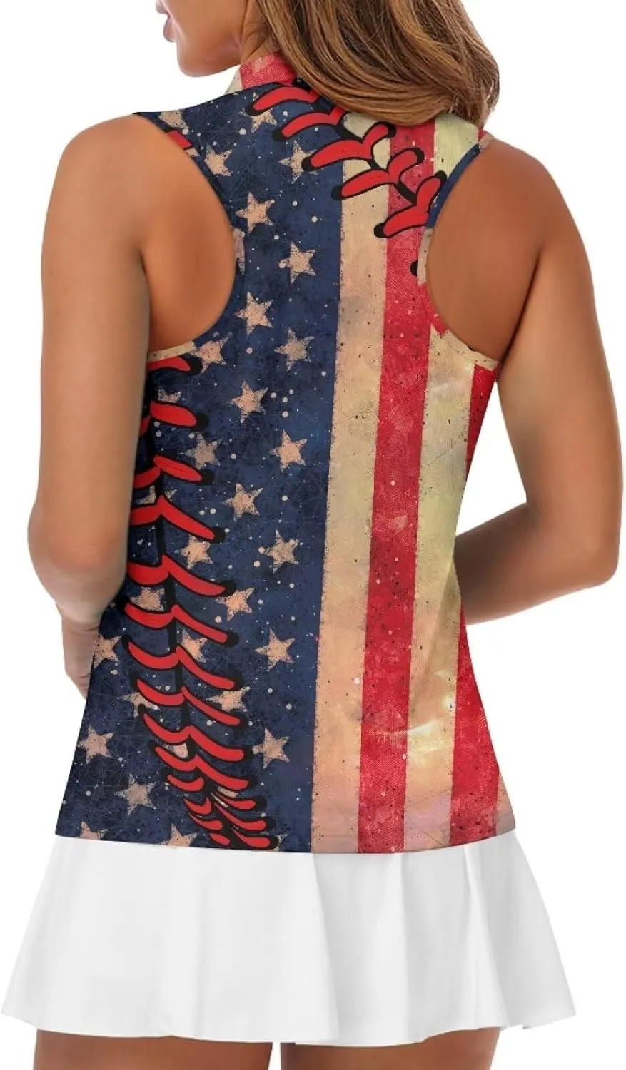 TOADDITDO Women's Sleeveless Golf Shirts Racerback Zip Up Tennis Athletic Collar Tank Tops Size XS-4XL