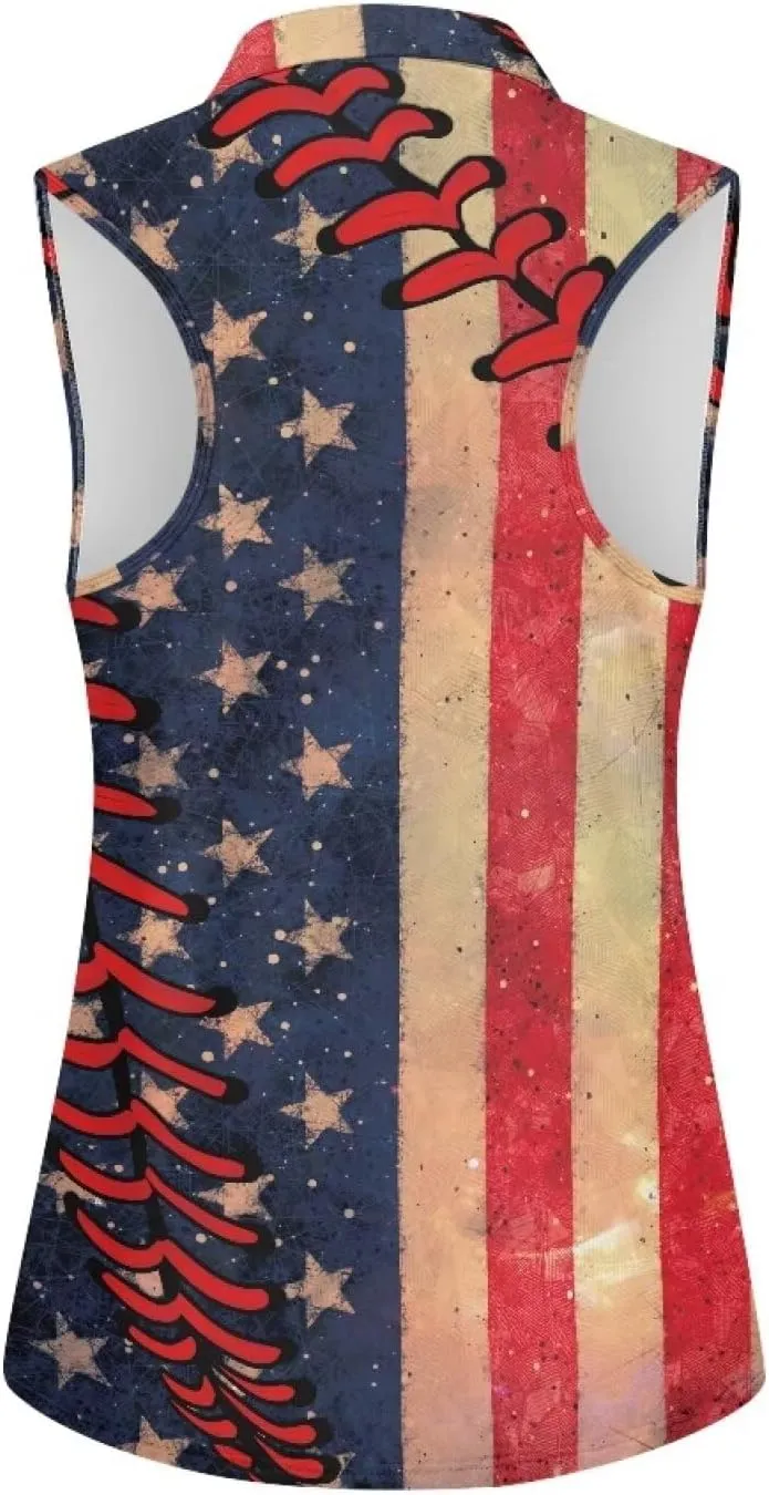 TOADDITDO Women's Sleeveless Golf Shirts Racerback Zip Up Tennis Athletic Collar Tank Tops Size XS-4XL