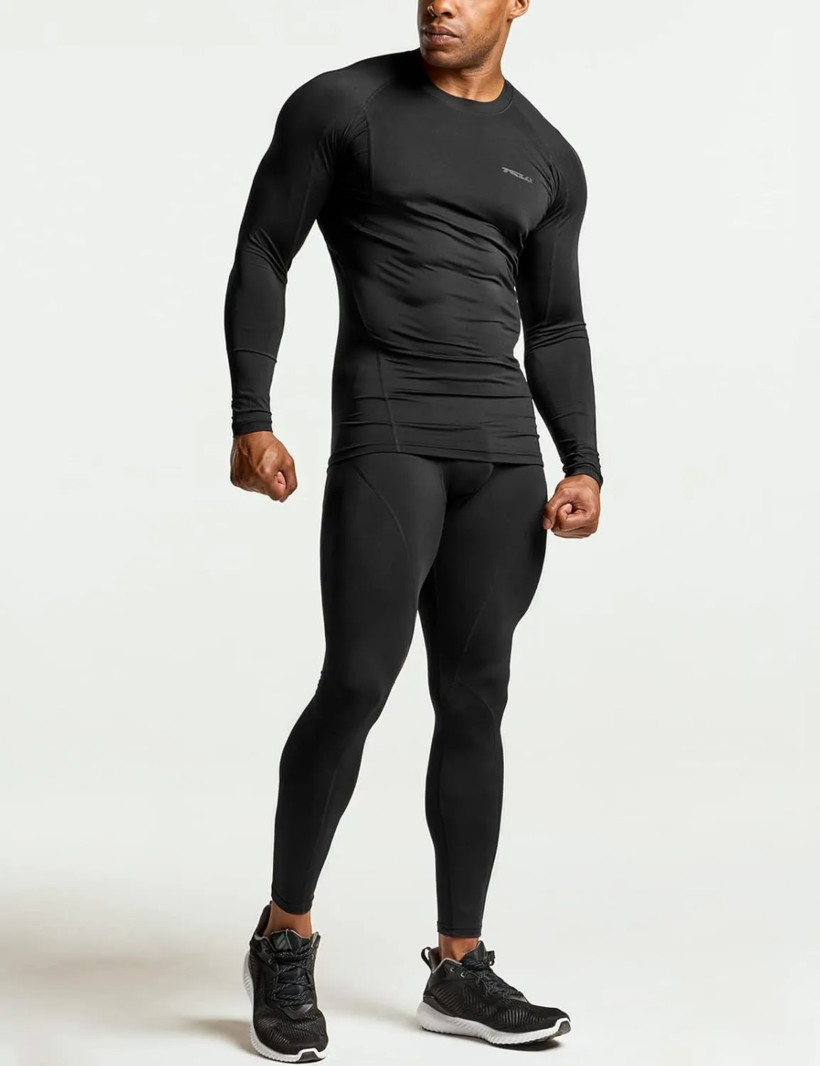 TSLA Men's UPF 50  Compression Shirts, Cool Dry Long Sleeve Athletic Tops, Sports Baselayer Workout Shirt
