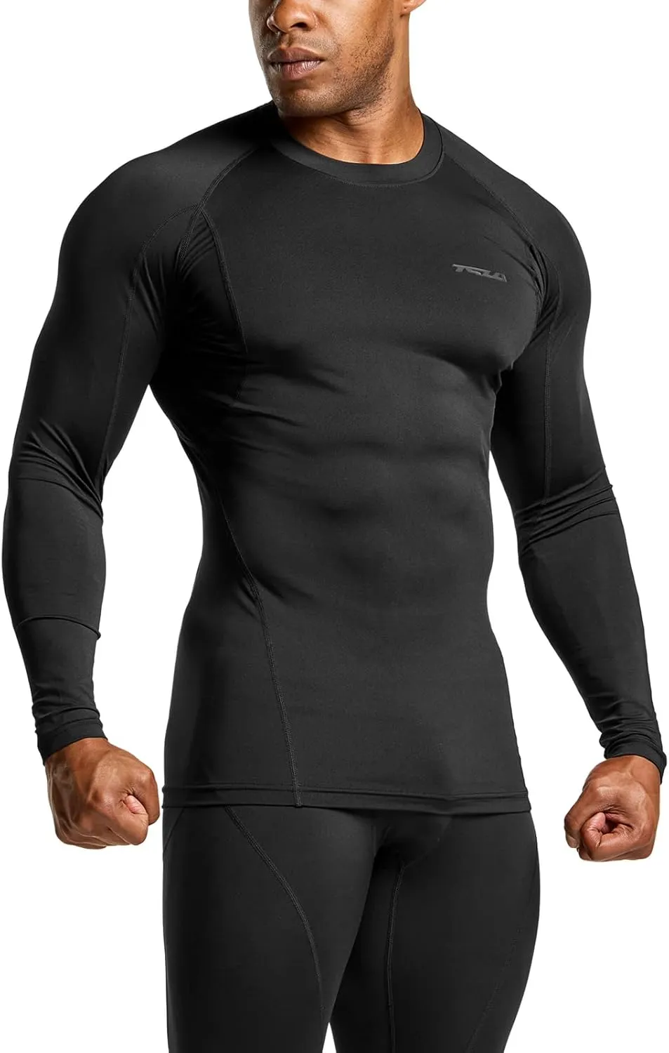 TSLA Men's UPF 50  Compression Shirts, Cool Dry Long Sleeve Athletic Tops, Sports Baselayer Workout Shirt