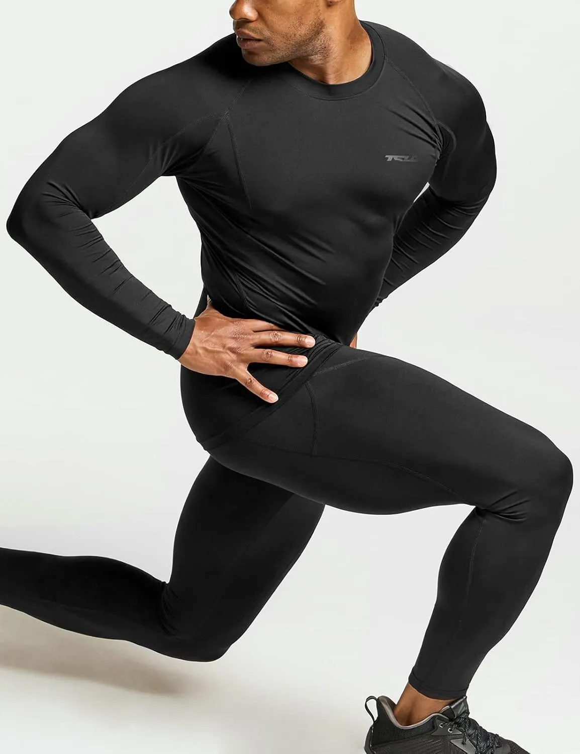 TSLA Men's UPF 50  Compression Shirts, Cool Dry Long Sleeve Athletic Tops, Sports Baselayer Workout Shirt