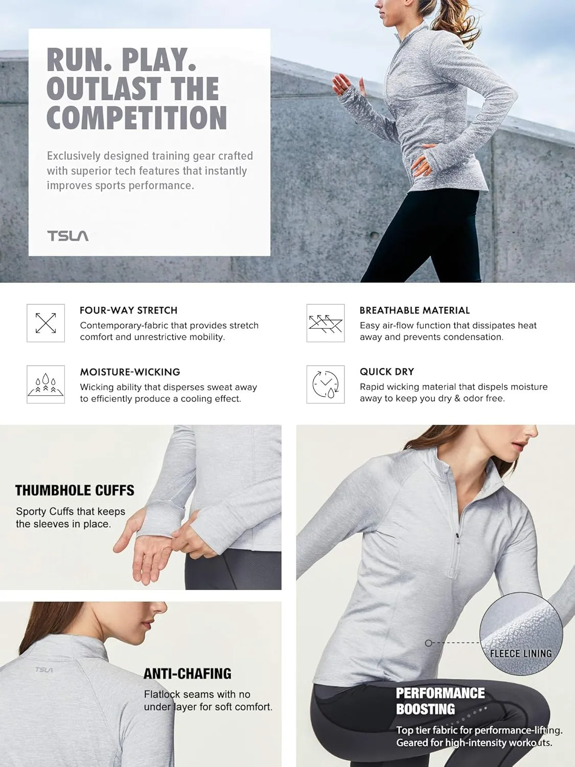 TSLA Women's 1/2 Zip Thermal Pullover Shirts, Lightweight Slim Fit Athletic Fleece Lining Winter Running Sweatshirt