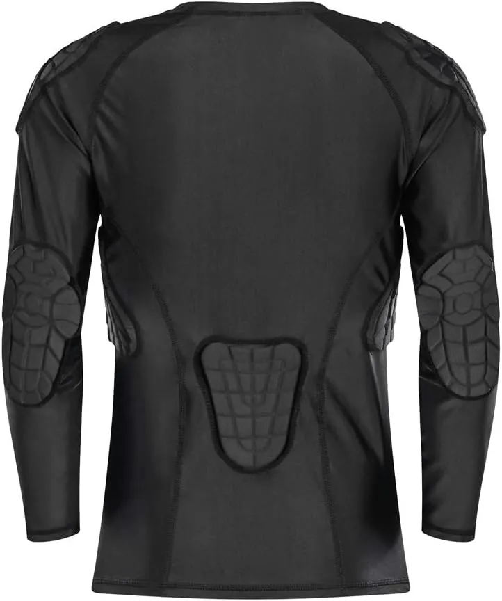 TUOY Youth Padded Chest Rib Protector Shirt for Football Baseball Martial Art Padded Compression Shirt Long Sleeve