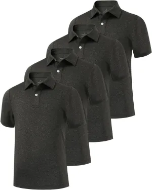 Ullnoy Boys Short Sleeve Polo Shirt Moisture Wicking Golf Shirt Kids School Camp Uniform Shirts Boys 4 Pack