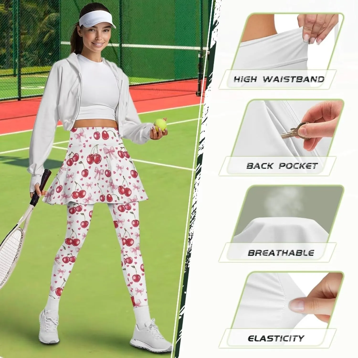 Valentine's Day Tennis Skirts for Women Skirted Legging Golf Shirts Elastic Yoga Running Golf Athletic Skirts