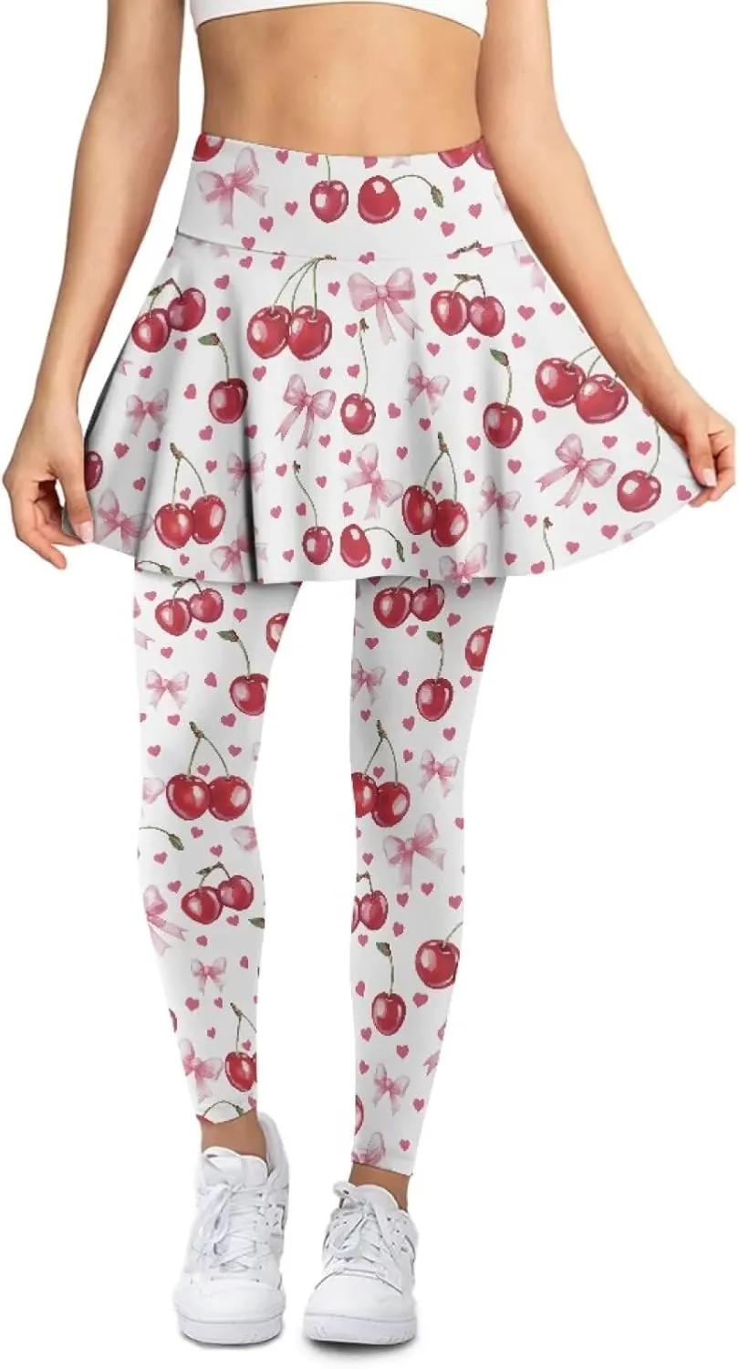 Valentine's Day Tennis Skirts for Women Skirted Legging Golf Shirts Elastic Yoga Running Golf Athletic Skirts