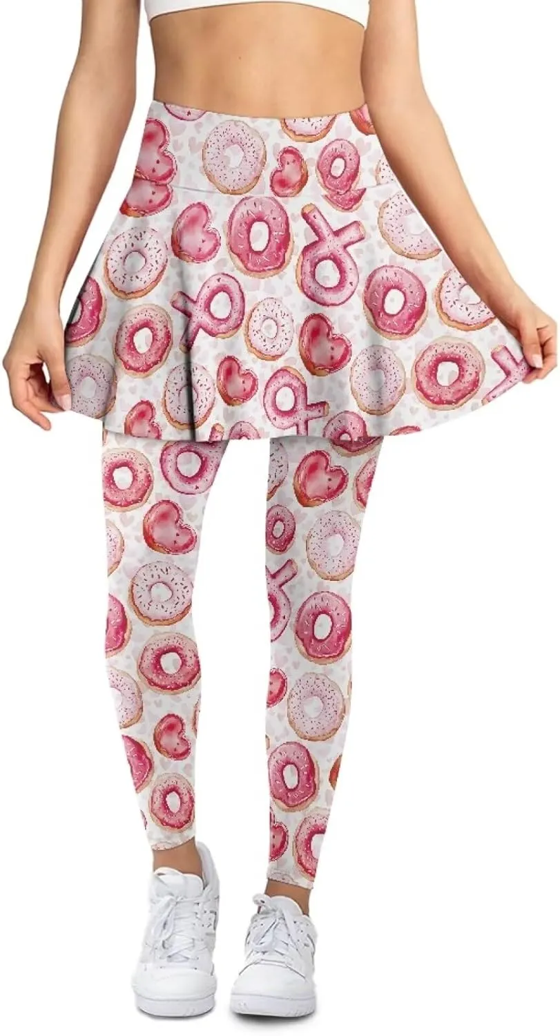Valentine's Day Tennis Skirts for Women Skirted Legging Golf Shirts Elastic Yoga Running Golf Athletic Skirts
