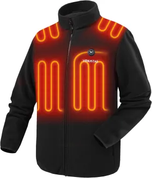 Venustas Men's Heated Jacket with Battery, Soft Fleece Heated Coat, Durable YKK Zipper