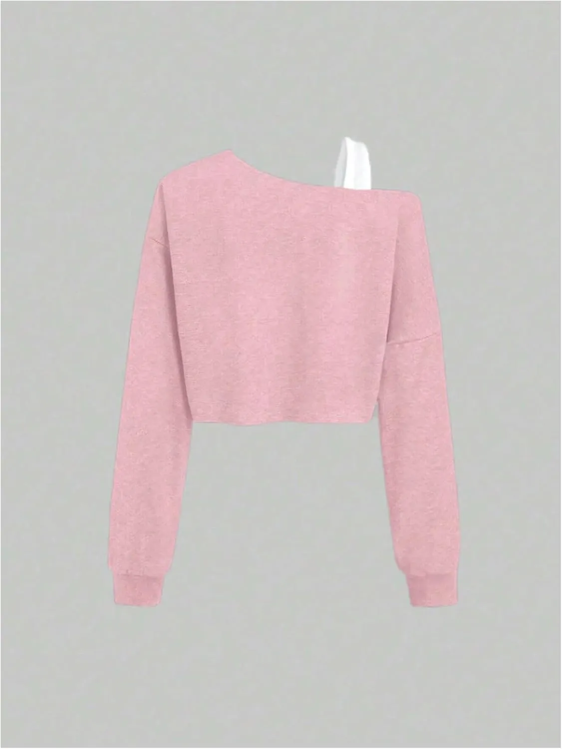 Verdusa Girl's Y2k Off The Shoulder Crop Tops Asymmetrical Neck Fall Athletic Sweatshirts