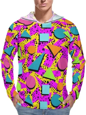 Vintage 80s Memphis Men's Quick Dry Long Sleeve Shirts UV Sun Protection Moisture Wicking T-Shirt