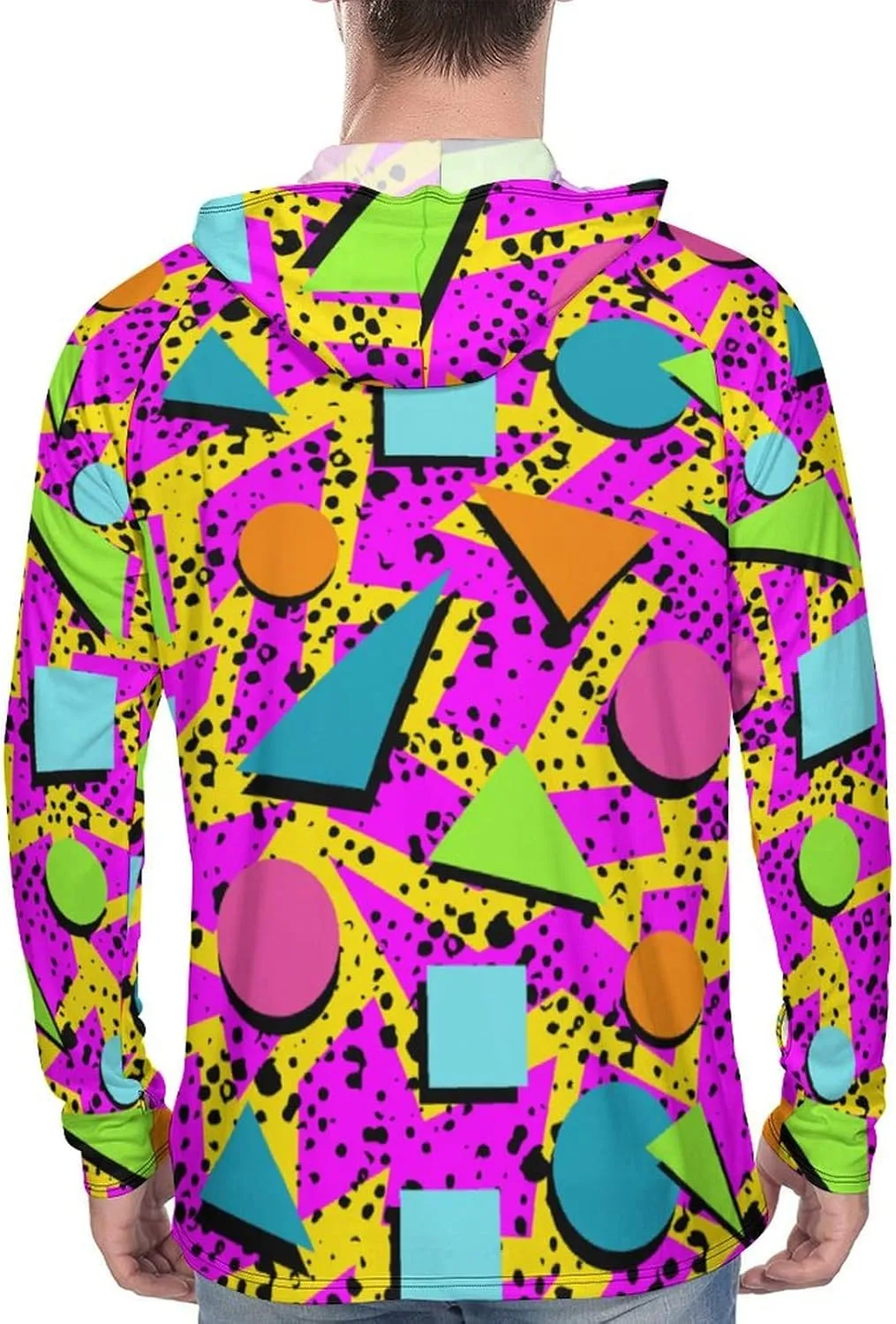 Vintage 80s Memphis Men's Quick Dry Long Sleeve Shirts UV Sun Protection Moisture Wicking T-Shirt