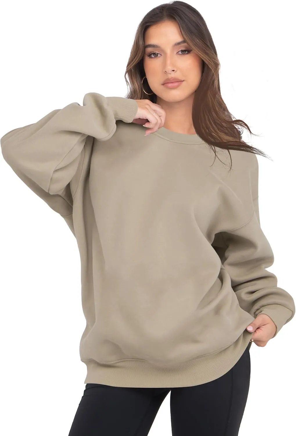 VIUTIL Womens Oversized Crewneck Sweatshirt Fleece Casual Loose Pullover Tops 2025 Winter Clothes