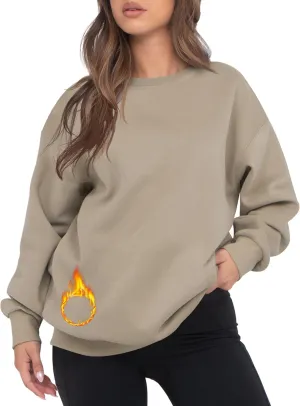 VIUTIL Womens Oversized Crewneck Sweatshirt Fleece Casual Loose Pullover Tops 2025 Winter Clothes