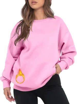 VIUTIL Womens Oversized Crewneck Sweatshirt Fleece Casual Loose Pullover Tops 2025 Winter Clothes