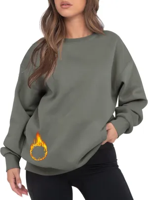 VIUTIL Womens Oversized Crewneck Sweatshirt Fleece Casual Loose Pullover Tops 2025 Winter Clothes