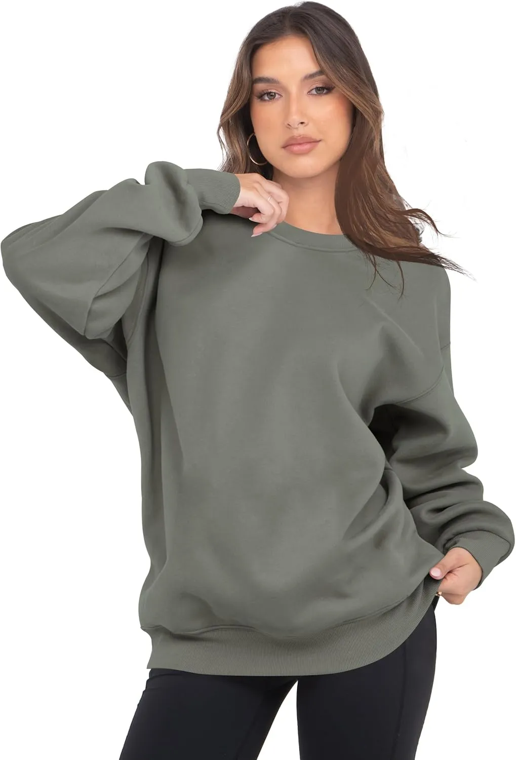 VIUTIL Womens Oversized Crewneck Sweatshirt Fleece Casual Loose Pullover Tops 2025 Winter Clothes