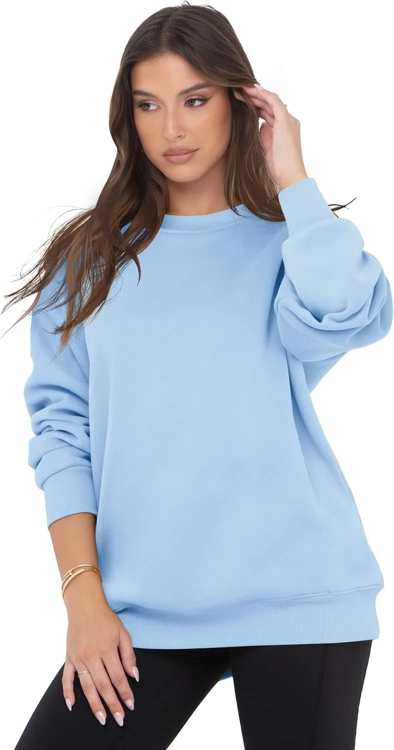VIUTIL Womens Oversized Crewneck Sweatshirt Fleece Casual Loose Pullover Tops 2025 Winter Clothes