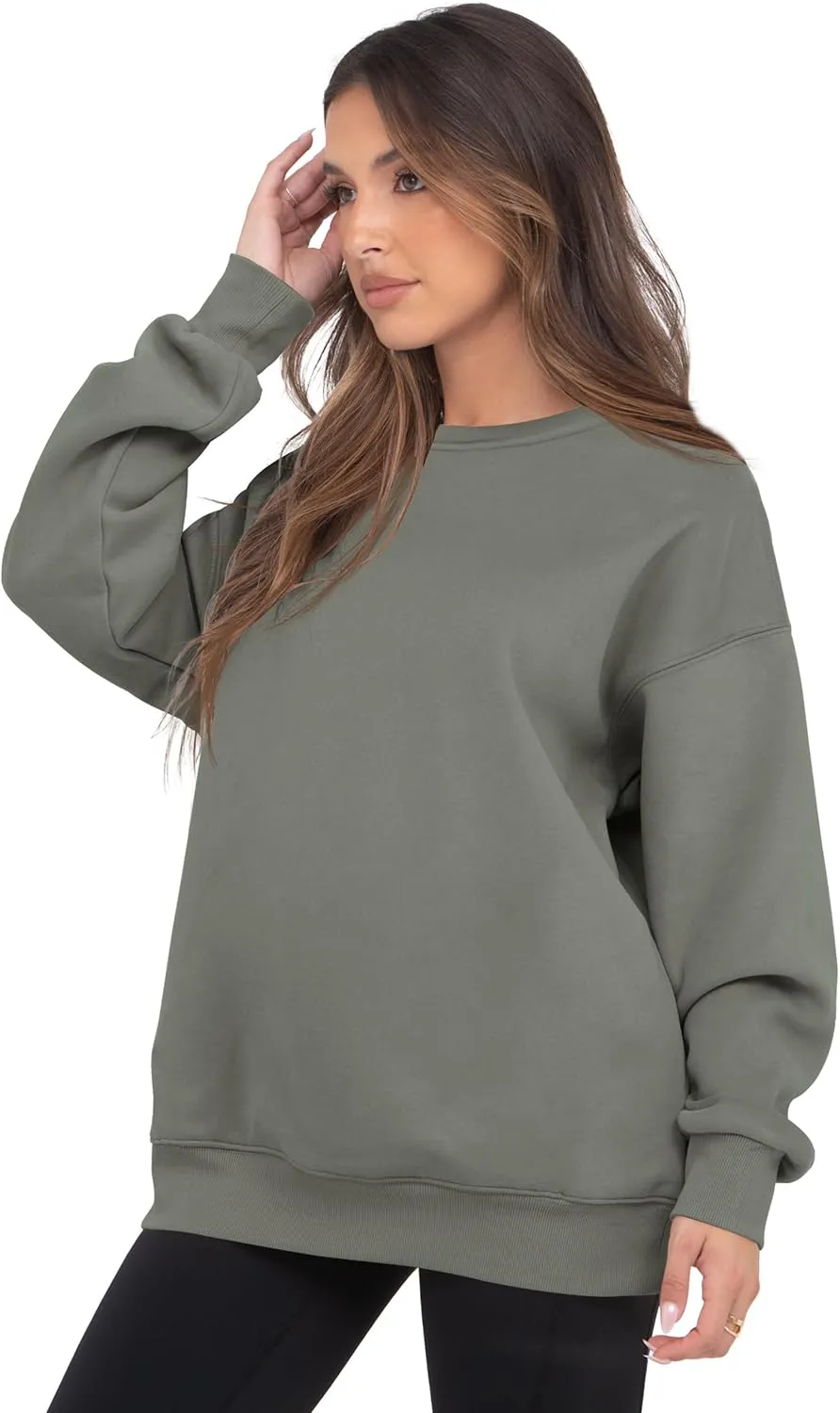 VIUTIL Womens Oversized Crewneck Sweatshirt Fleece Casual Loose Pullover Tops 2025 Winter Clothes
