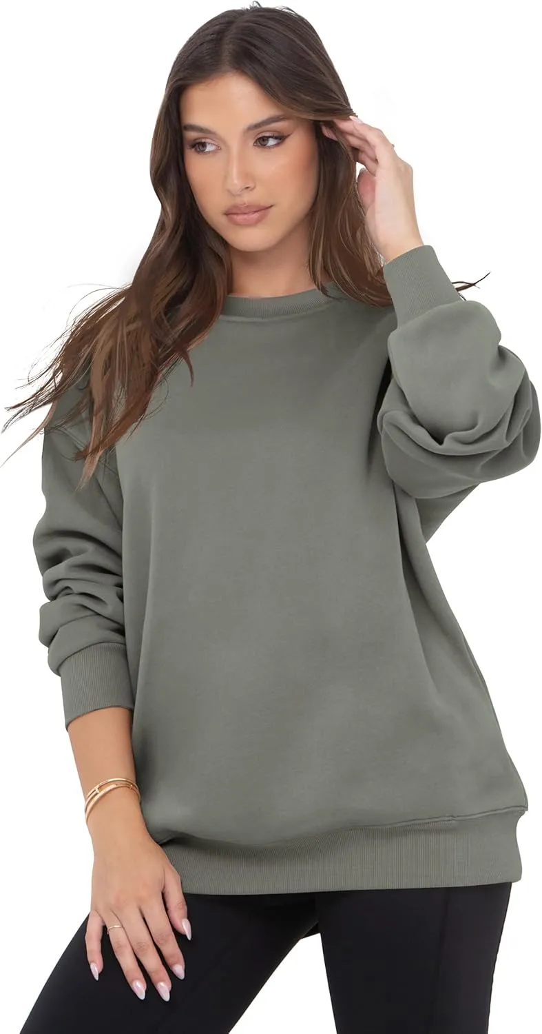 VIUTIL Womens Oversized Crewneck Sweatshirt Fleece Casual Loose Pullover Tops 2025 Winter Clothes