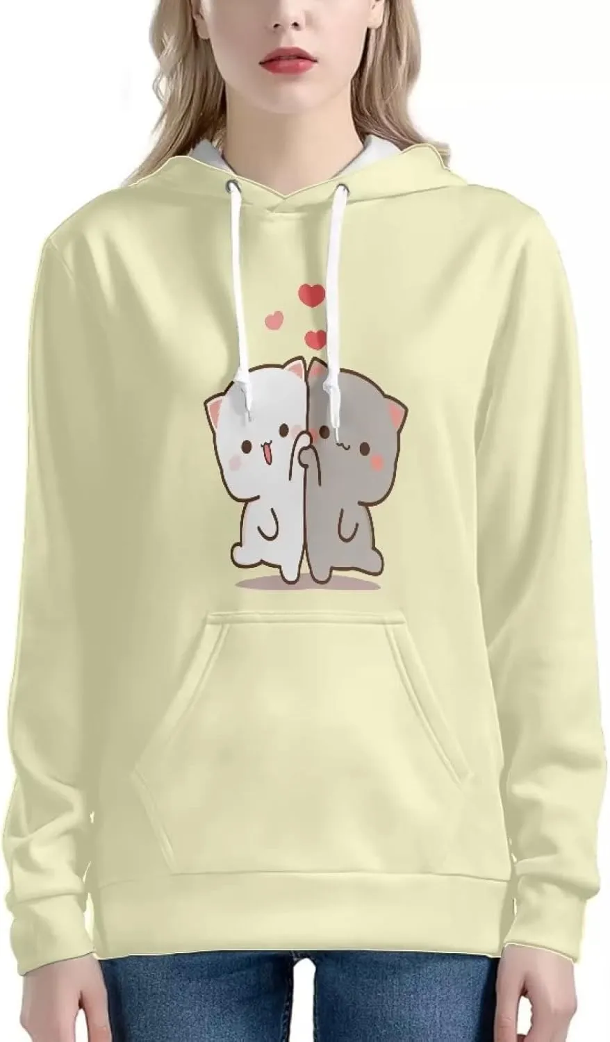 WELLFLYHOM Drawstring Hoodies Cute Long Sleeve Fashion Sweatshirts for Women Teen Girls Hooeded Pullover Size XS-4XL