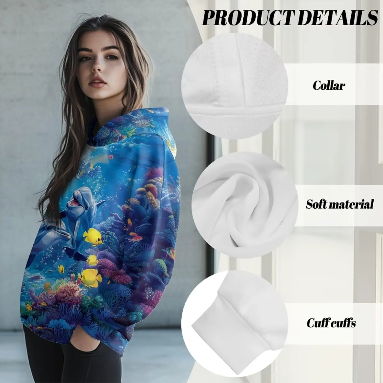 WELLFLYHOM Oversize Sweatshirt Fashion Hoodies for Women Fall Outfits Long Sleeve Shirts Pullover Jacket S-2XL