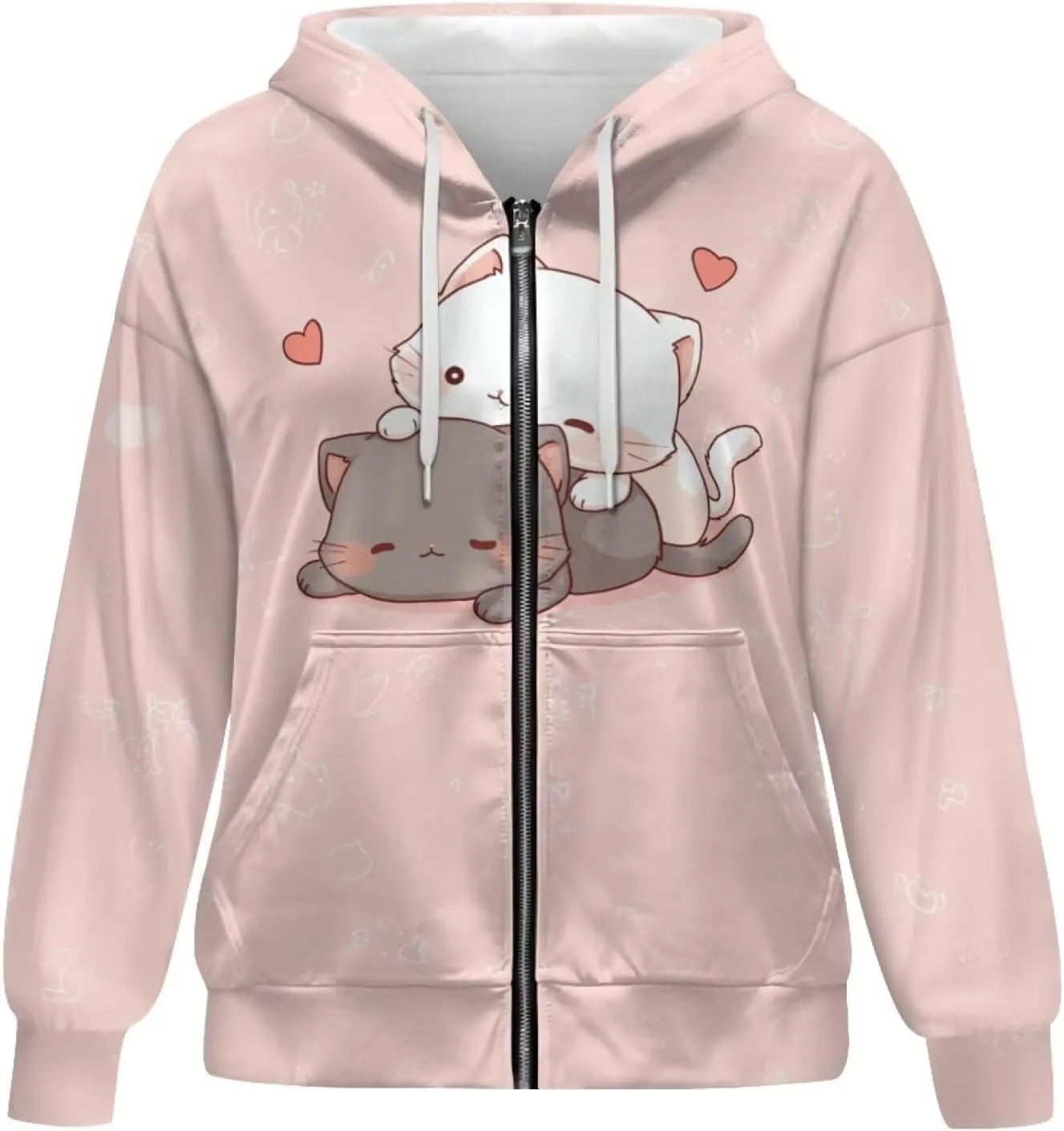WELLFLYHOM Oversize Sweatshirt Womens Fashion Zip Up Hoodies Vintage Y2K Cardigan Jacket Hooded Sweater Shirts XS-4XL