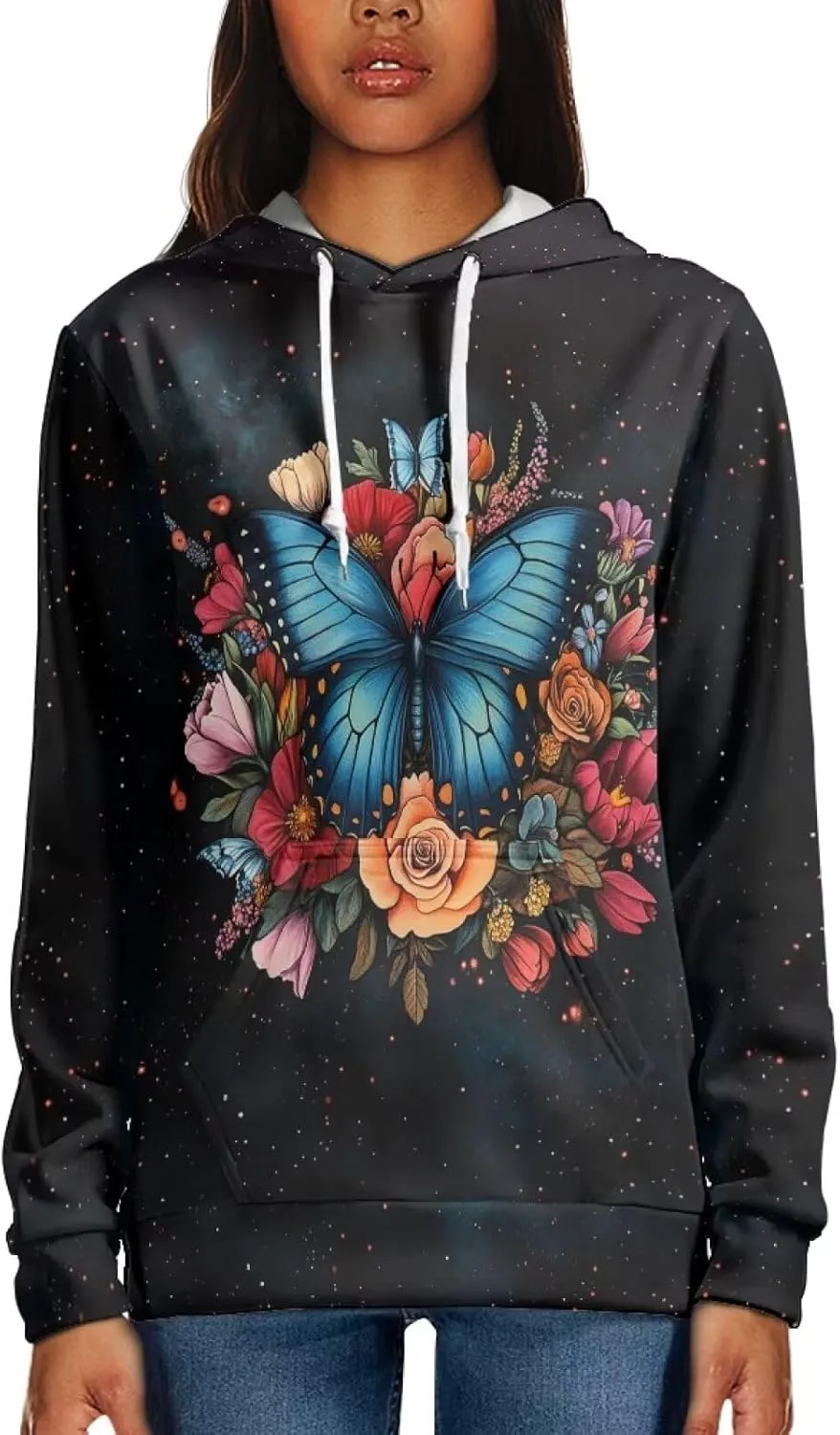 WELLFLYHOM Womens Cute Animal Print Hoodie Sweatshirt Drawstring Long Sleeve Pullover Tops with Pocket