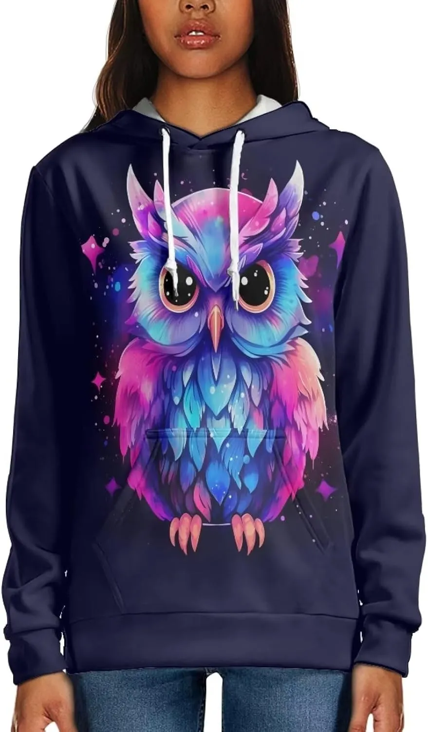 WELLFLYHOM Womens Cute Animal Print Hoodie Sweatshirt Drawstring Long Sleeve Pullover Tops with Pocket