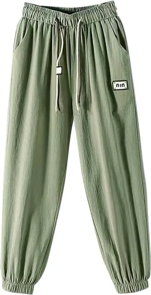 Wide Leg Pants Woman Dressy Linen Pants 2024 Summer Casual High Waisted Baggy Elastic Waist Trousers Loose Flowy Pant