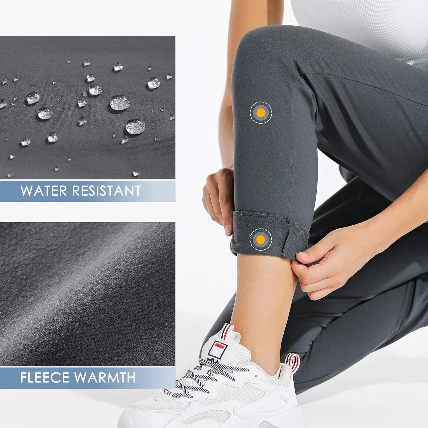 Willit Women's Fleece Lined Joggers Warm Pants Running Thermal Sweatpants Winter Athletic Hiking Water Resistant with Pockets