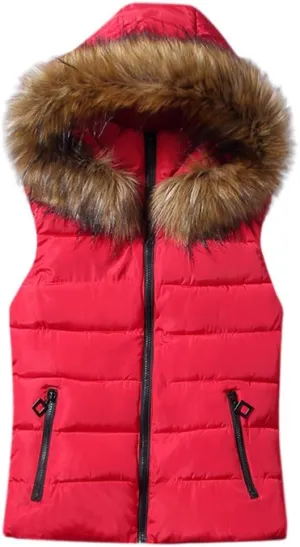 Winter Thicken Puffer Coat Women Short Outerwear Cotton-Padded Jackets Pocket Faux Hooded Vest Coats Colorful T Shirt Women