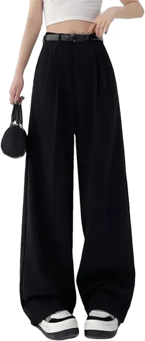 Woman's Vintage Baggy Suit Pants Classic Fashion Office Oversized High Waist Trousers Elegant Pants