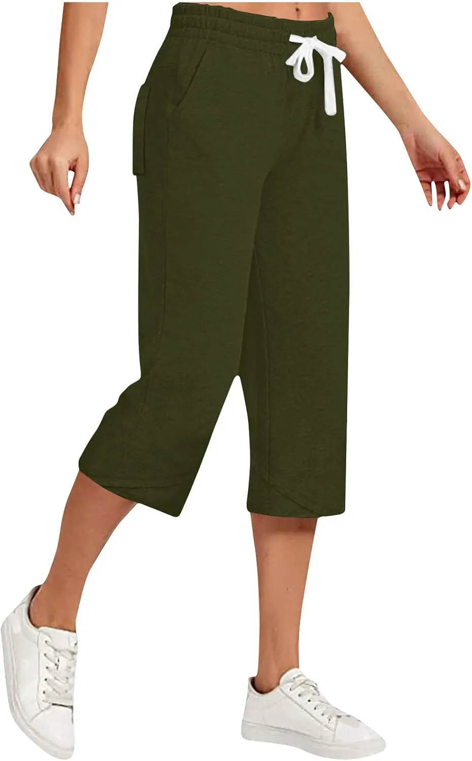 Women Linen Pants 2025 Casual Loose High Waist Trousers Drawstring Wide Leg Cropped Palazzo Beach Pants Summer Outfit