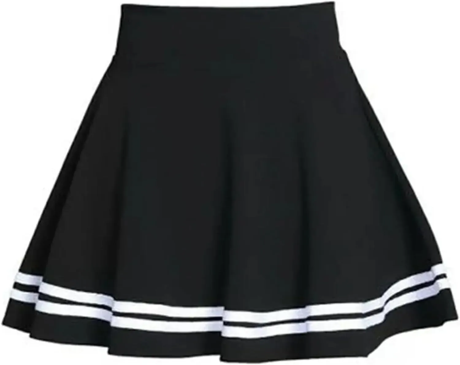 Women Skirt Solid Color Sexy High Waist Stripe Midi Pleated Skirts Girls Black White A Line Mini School Skirt Uniform
