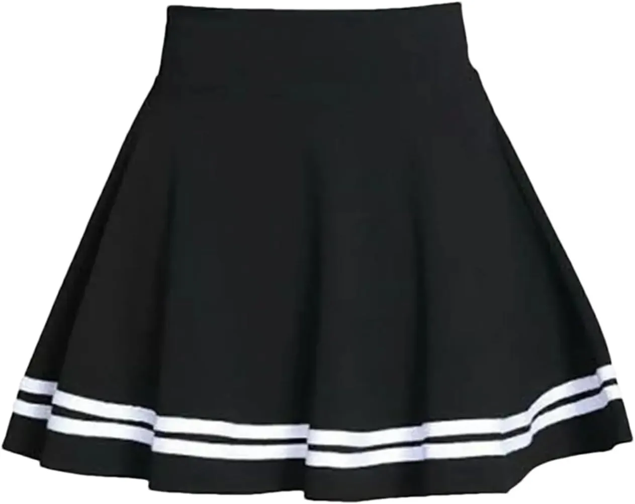 Women Skirt Solid Color Sexy High Waist Stripe Midi Pleated Skirts Girls Black White A Line Mini School Skirt Uniform