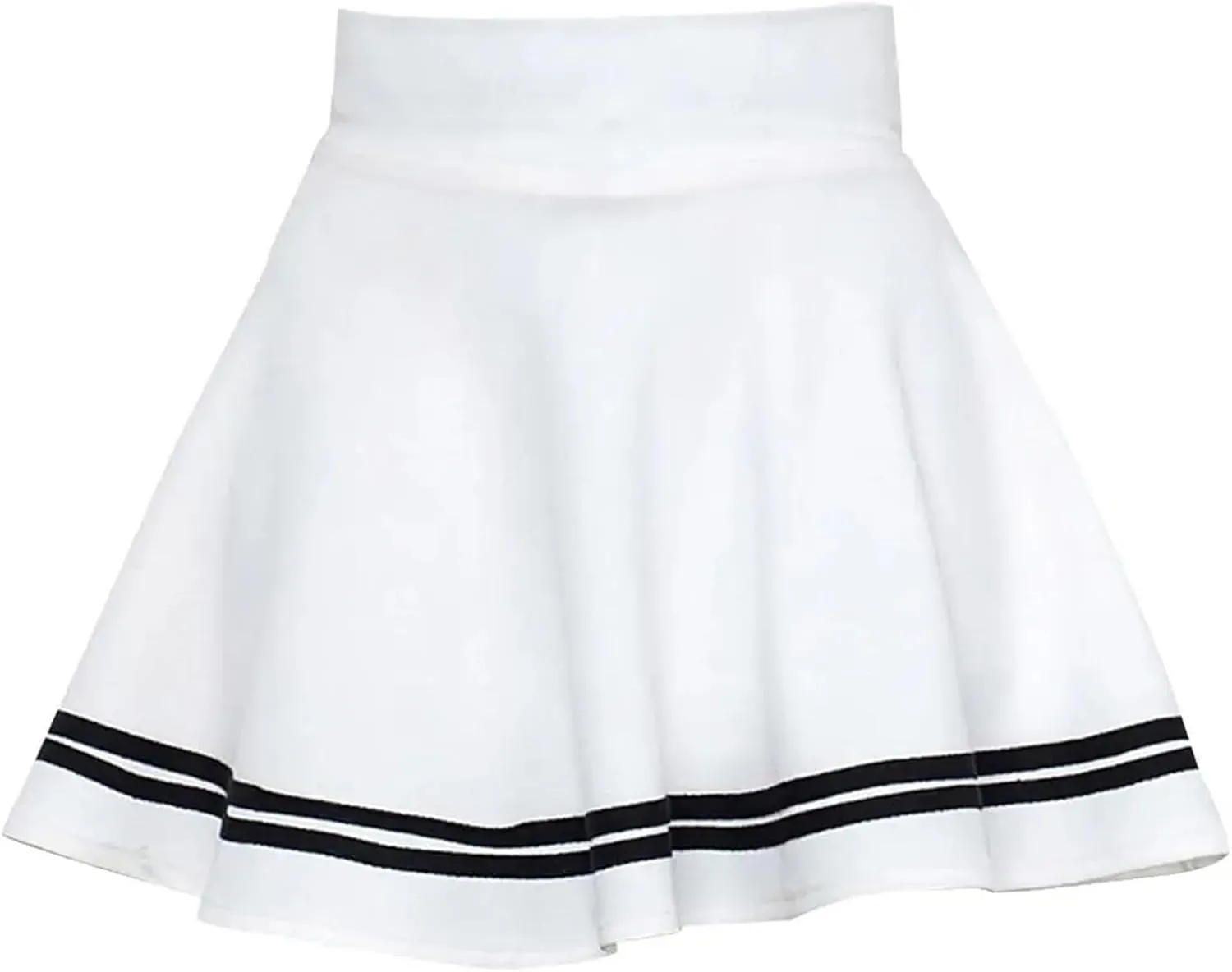Women Skirt Solid Color Sexy High Waist Stripe Midi Pleated Skirts Girls Black White A Line Mini School Skirt Uniform