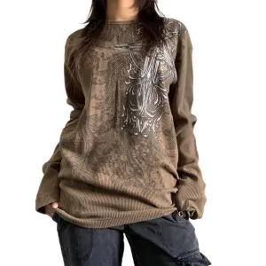 Women Y2k Vintage Oversized Graphic Tees Baggy Shirts for Women Teen Girls Skull Fairycore Grunge Clothes Goth Clothing