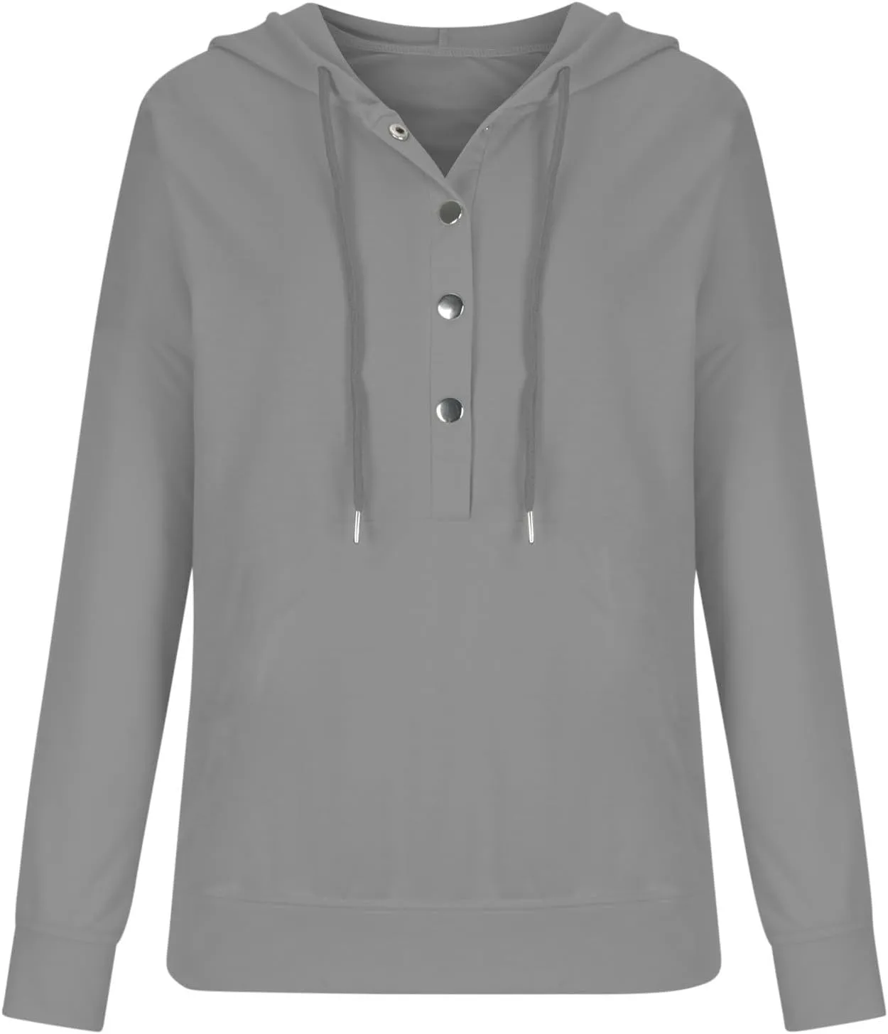 Womens 2024 Fall Fashion Hooded Button Collar Drawstring Hoodies Pullover Sweatshirts Casual Long Sleeve Tops Shirts
