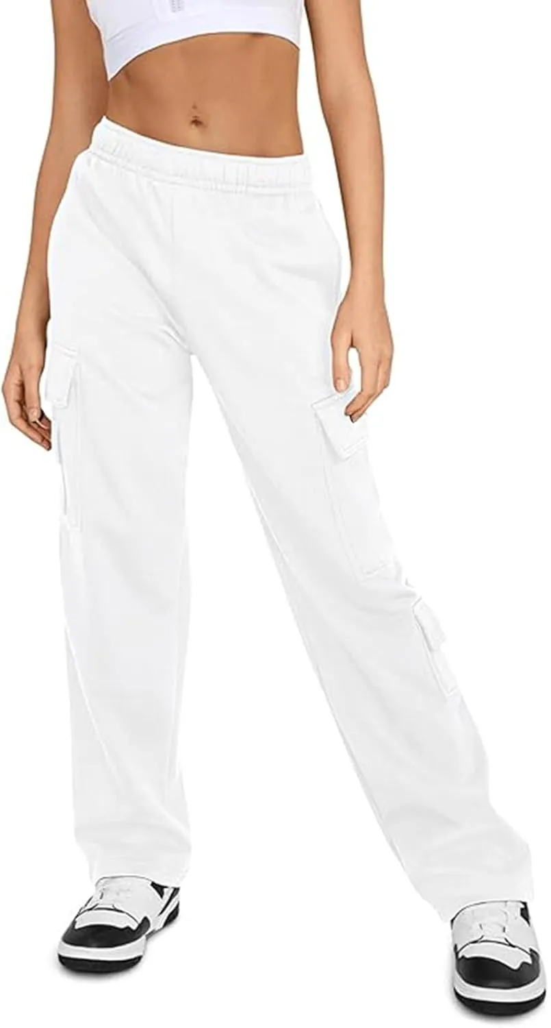 Womens Cargo Sweatpants High Waisted Drawstring Baggy Joggers Pants Straight Leg Casual Track Pant Trousers 2025