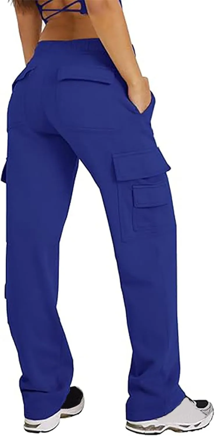 Womens Cargo Sweatpants High Waisted Drawstring Baggy Joggers Pants Straight Leg Casual Track Pant Trousers 2025