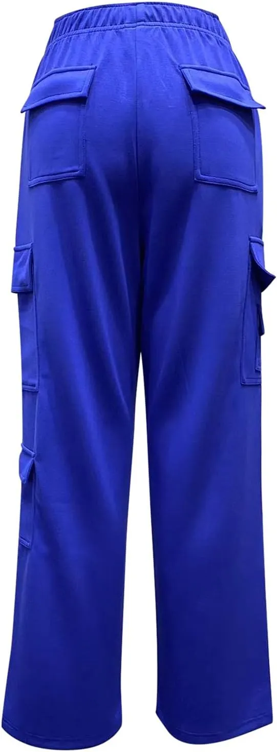 Womens Cargo Sweatpants High Waisted Drawstring Baggy Joggers Pants Straight Leg Casual Track Pant Trousers 2025