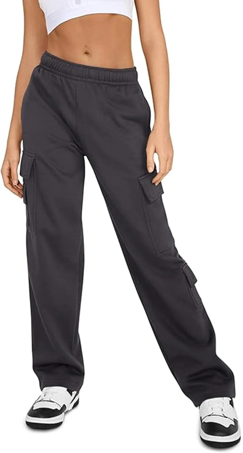 Womens Cargo Sweatpants High Waisted Drawstring Baggy Joggers Pants Straight Leg Casual Track Pant Trousers 2025