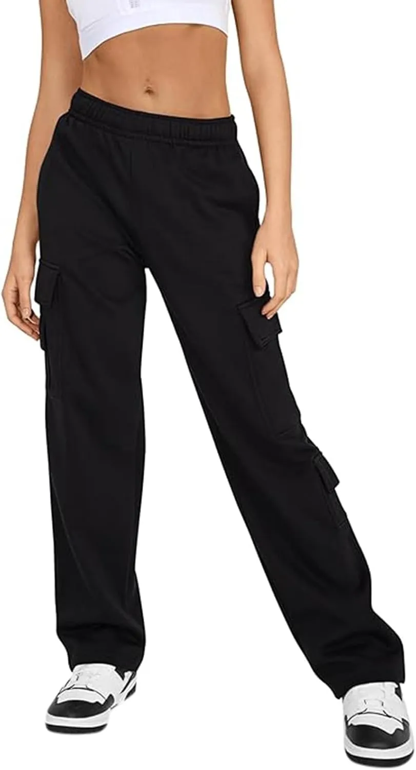 Womens Cargo Sweatpants High Waisted Drawstring Baggy Joggers Pants Straight Leg Casual Track Pant Trousers 2025
