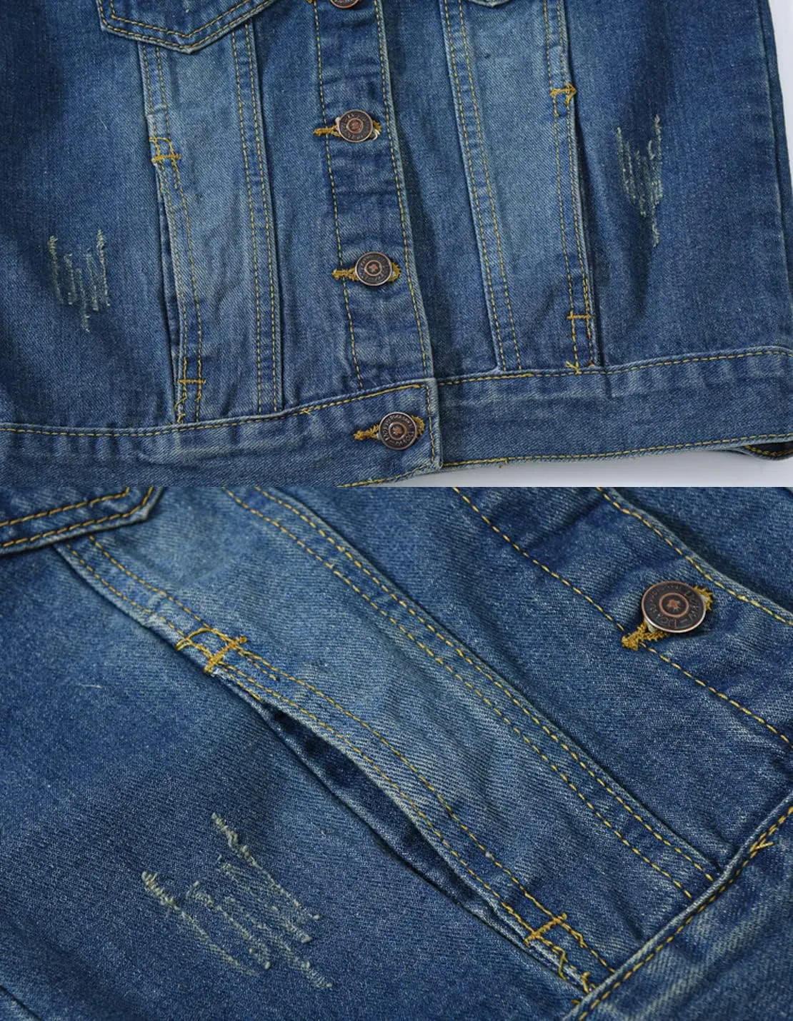 Women's Casual Denim Waistcoat Slim Fit Frayed Sleeveless Jacket Ripped Tops with Pockets