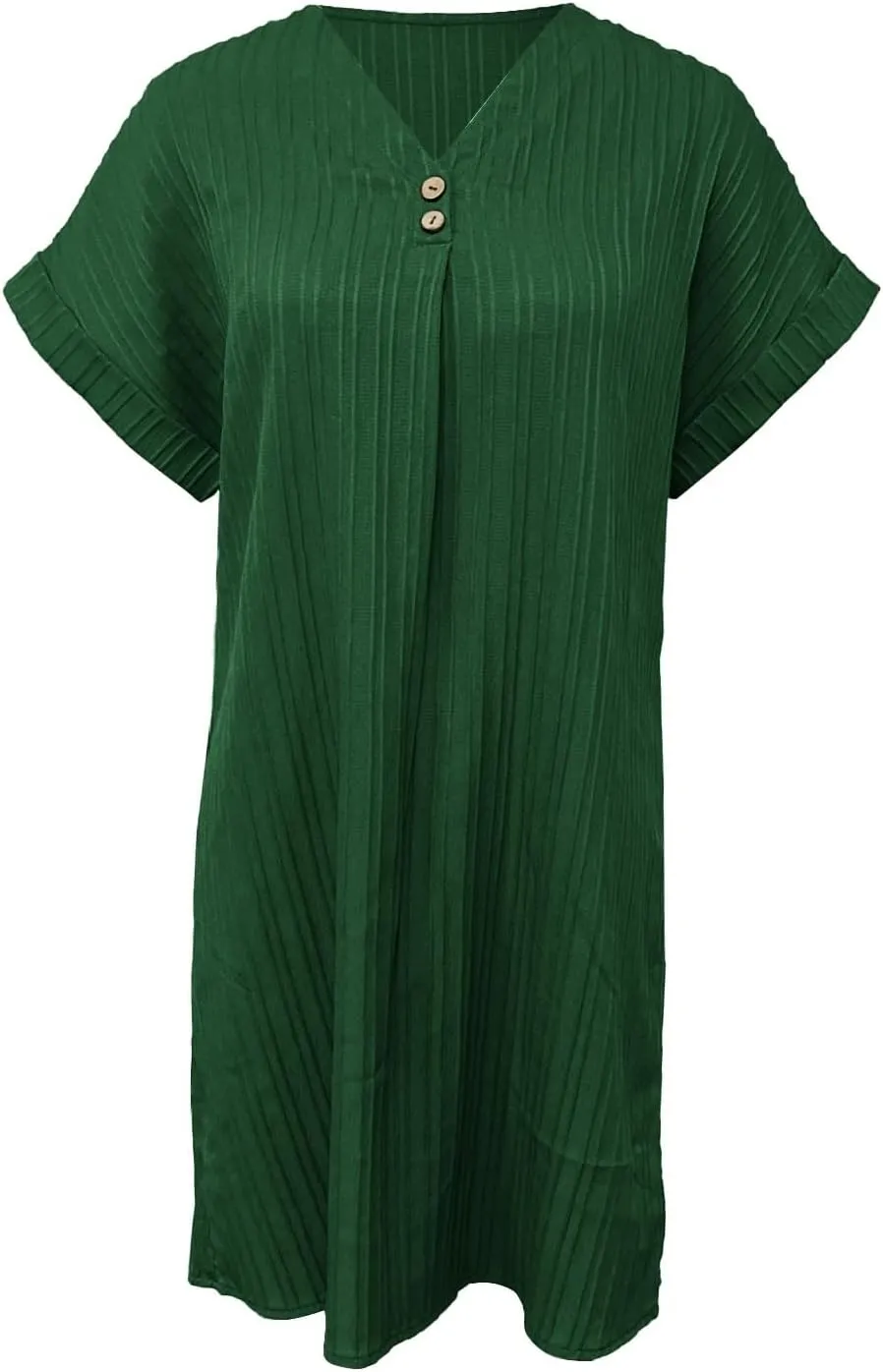 Womens Cotton Shirt Dress Summer Casual Short Sleeve Button Down Beach Cover Up Shirts with Pockets
